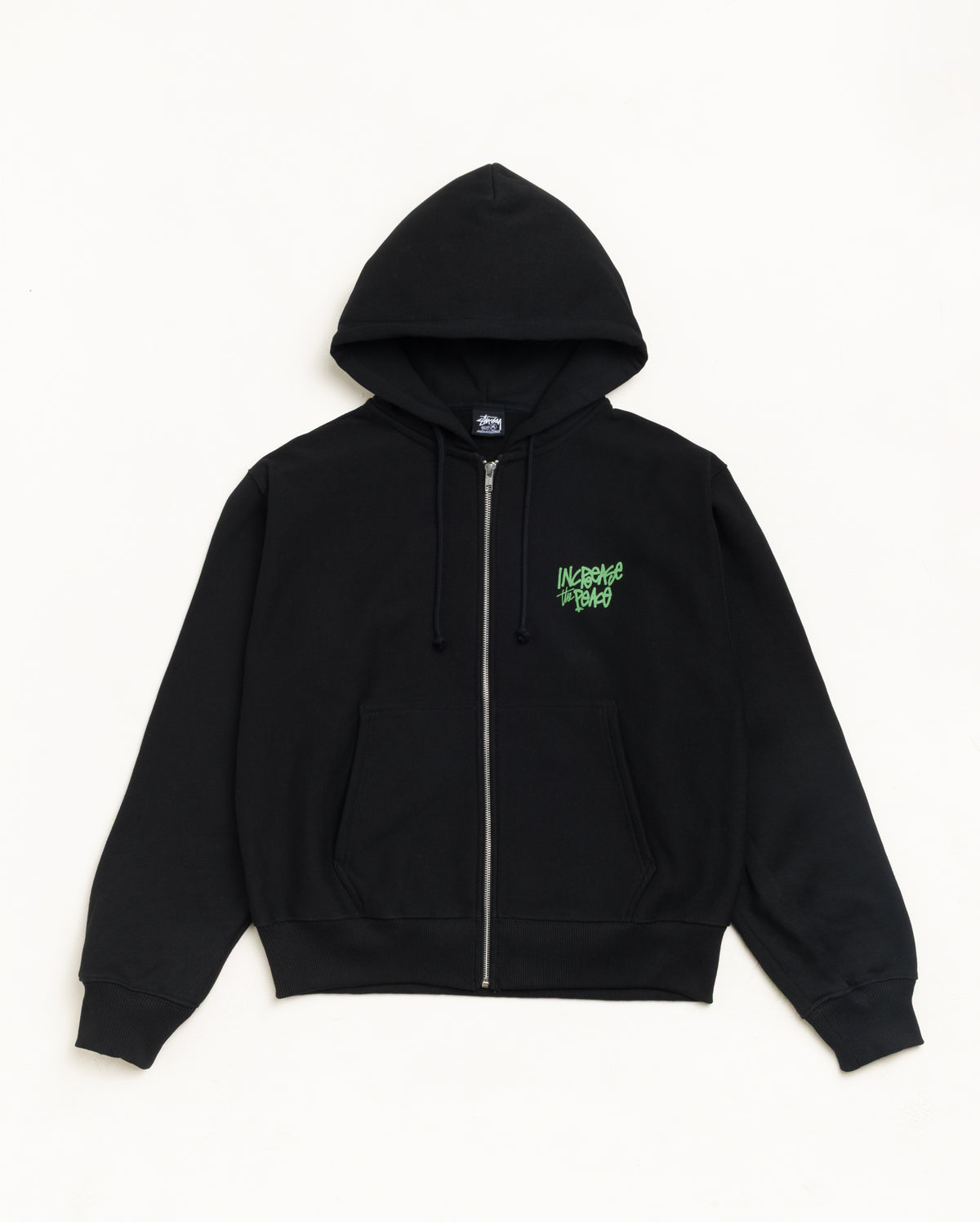 Peace Increased Zip Hood Unisex Long Sleeve In Black