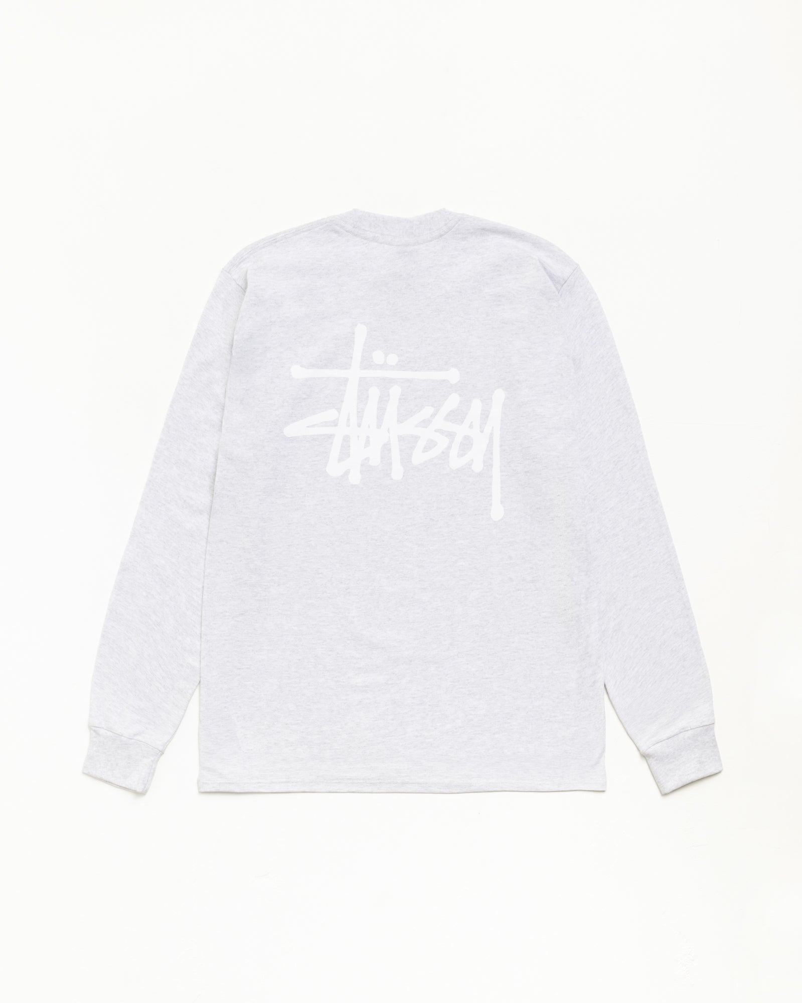 T-shirt manches longues unisexe Basic Stüssy en jersey de coton de poids moyen, coloris Ash Heather