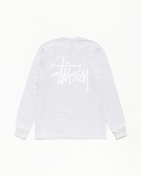 T-shirt manches longues unisexe Basic Stüssy en jersey de coton de poids moyen, coloris Ash Heather