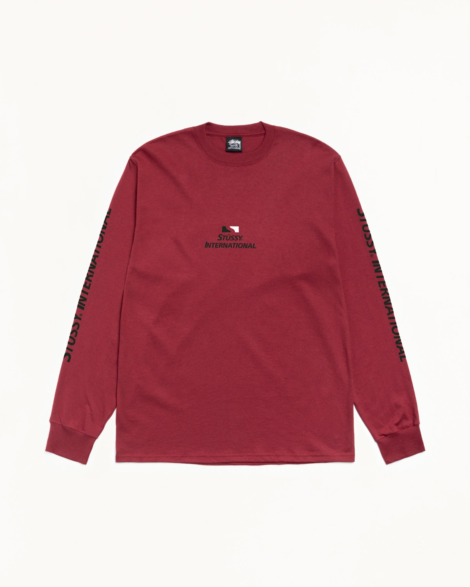 Stussy International Ls Tee Mens Long Sleeve In Wine