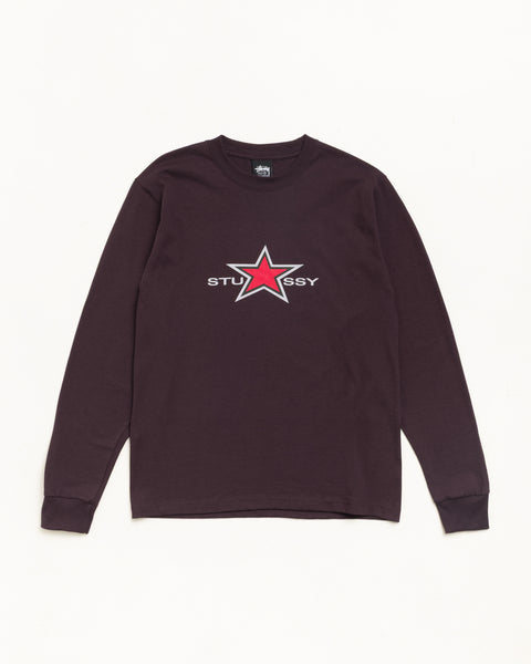 Stussy Star Ls Tee Unisex Long Sleeve In Chocolate