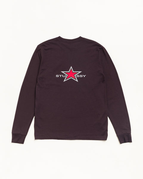 Stussy Star Ls Tee Unisex Long Sleeve In Chocolate