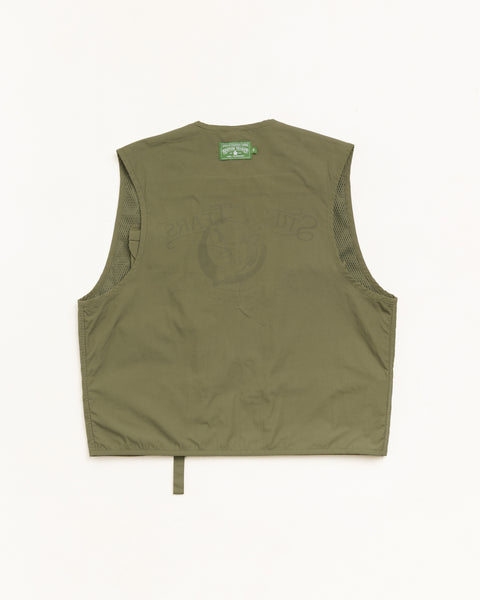 Stussy Tears Fishing Vest Unisex Sleeveless In Green