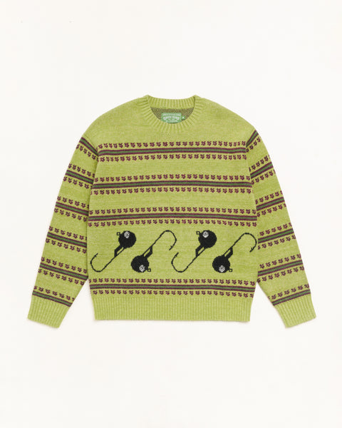 Stussy Tears Knit Sweater Mens Long Sleeve In Green