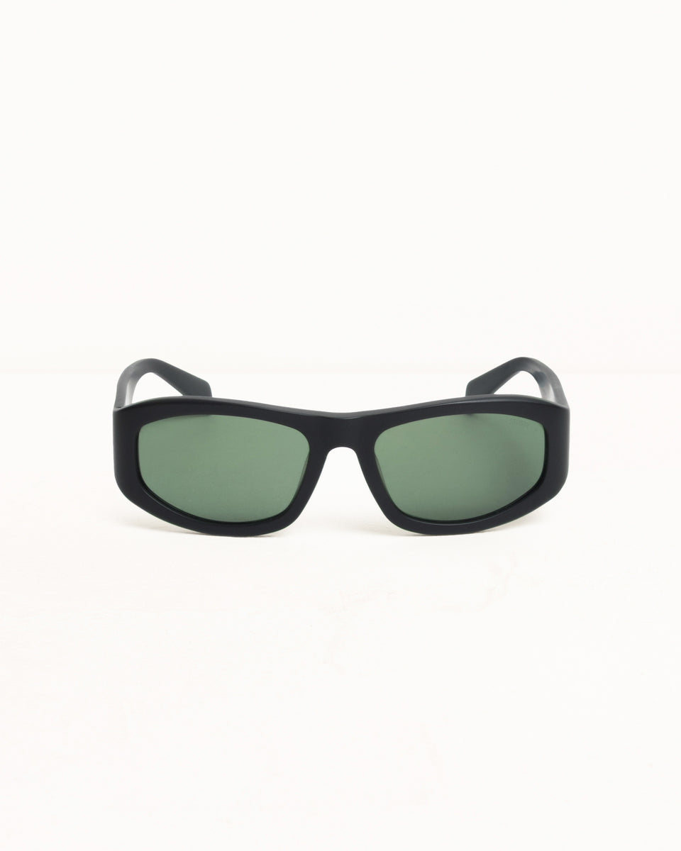 Landon Sunglasses Accessories In Matte Black/green Lens