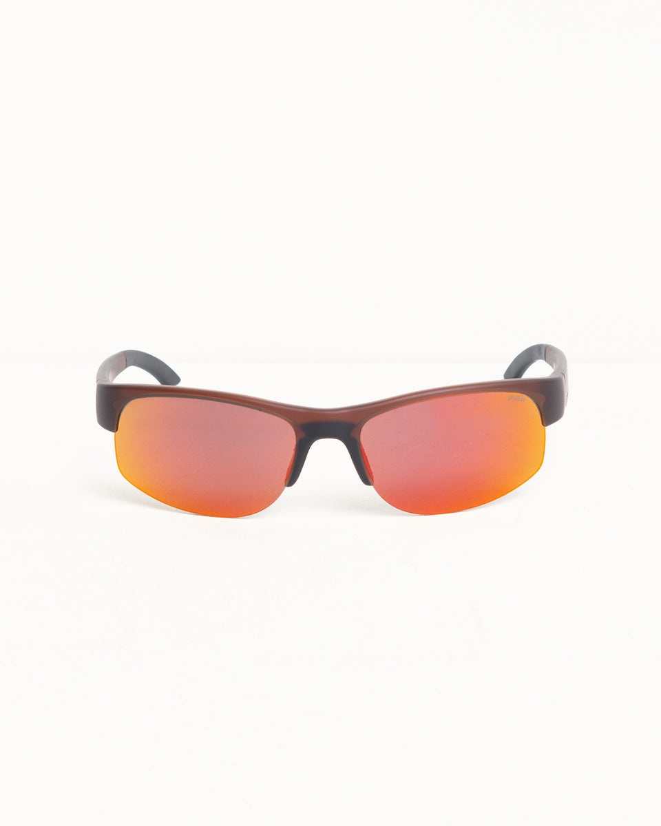 Hiro Sunglasses Unisex In Frost Brown/red Mirror Lens