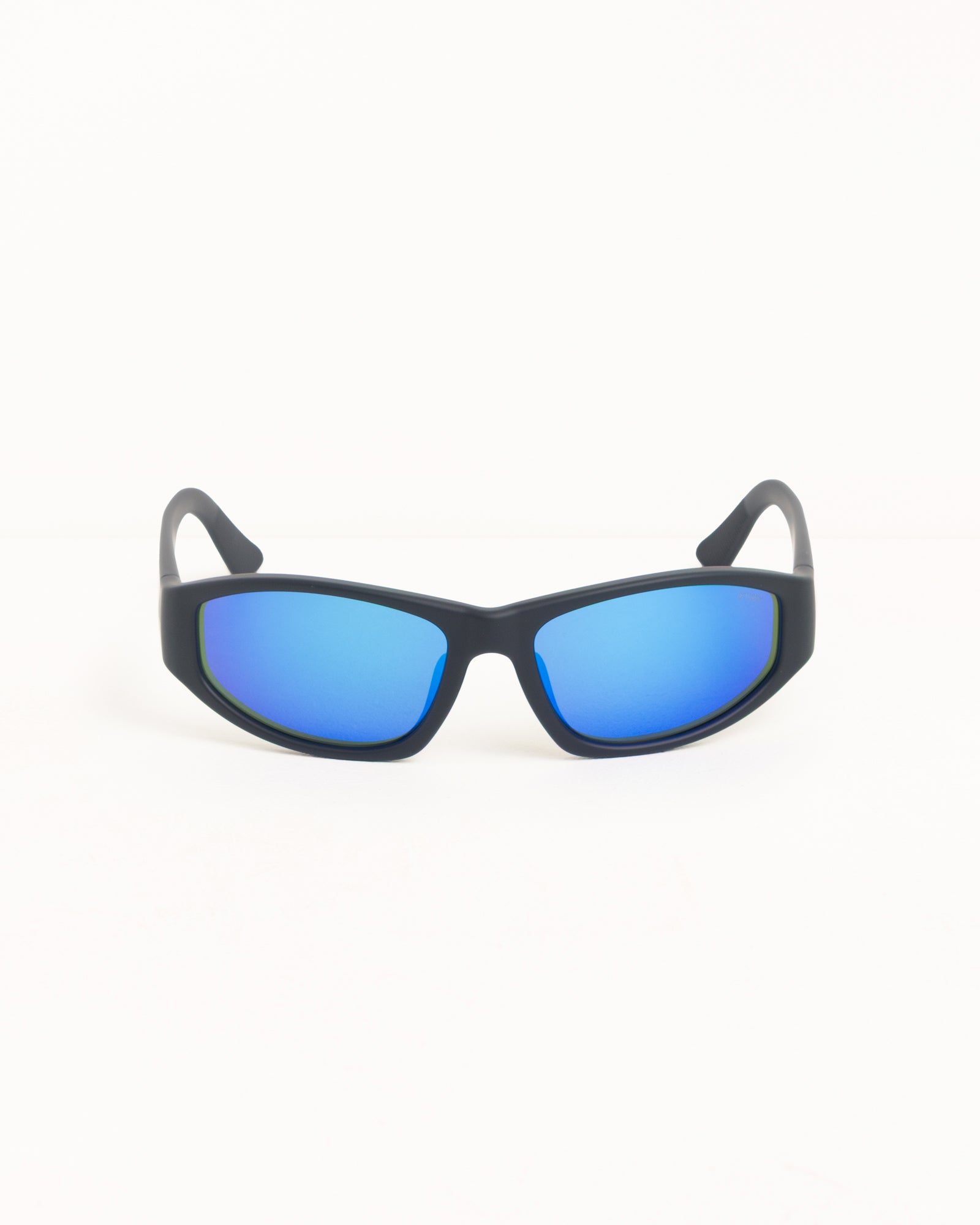 Leslie Sunglasses - Matte Black Rubber/Blue Mirror Lens | Eyegear