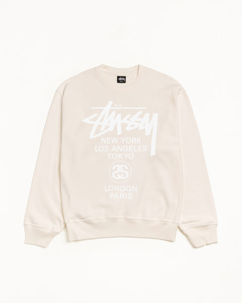 World Tour Pig. Dyed Crew Mens Long Sleeve In Natural