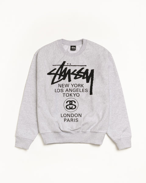 World Tour Crew Mens Long Sleeve In Ash Heather