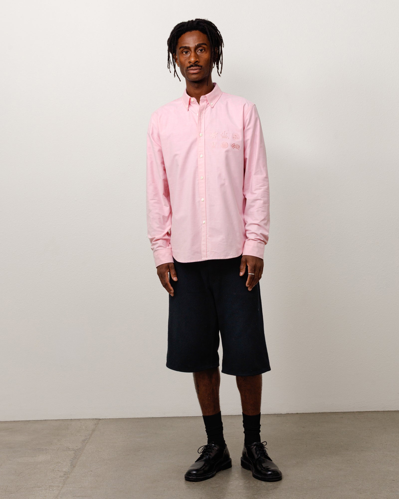 Button Down Shirt Unisex Long Sleeve In Pink