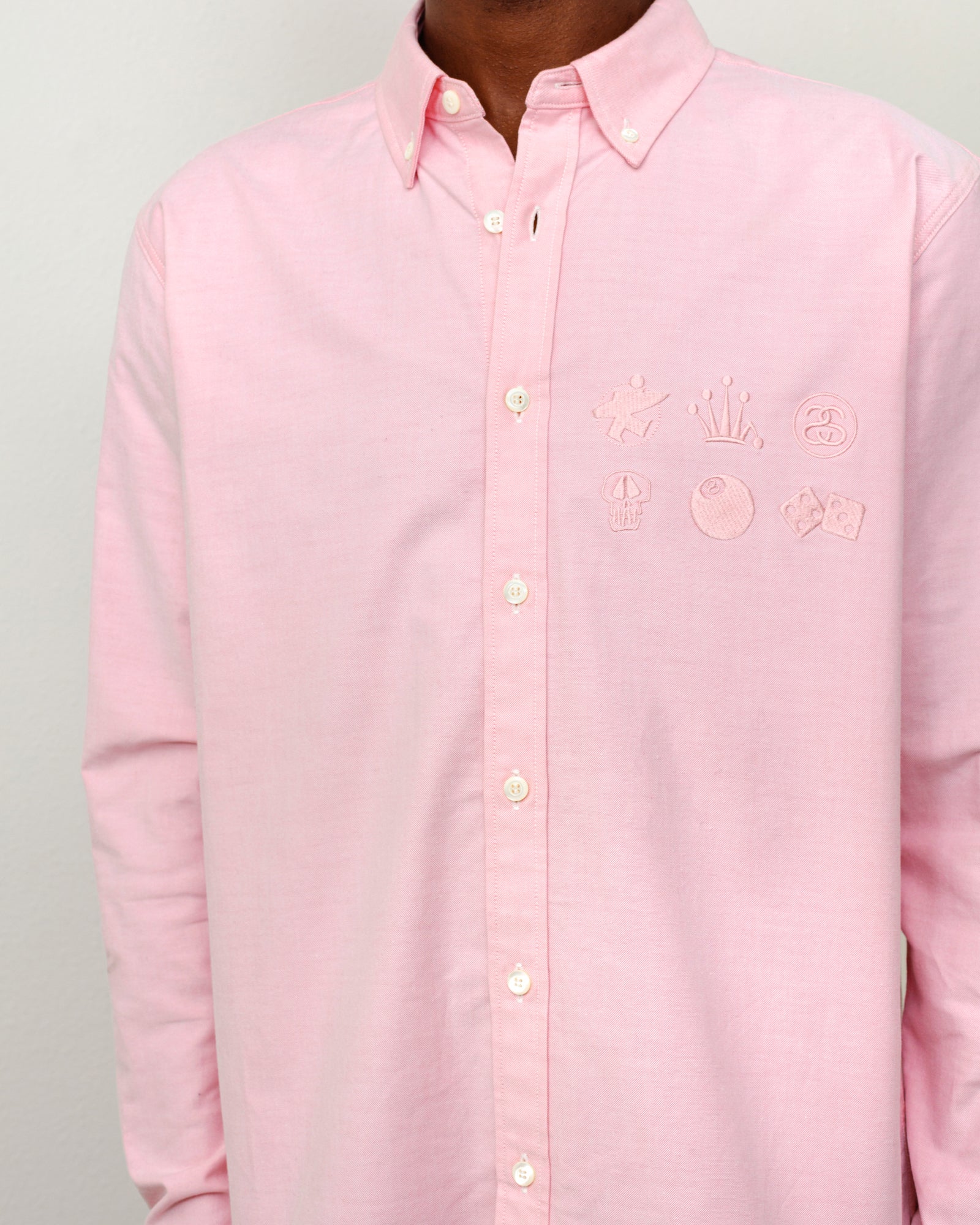 Button Down Shirt Unisex Long Sleeve In Pink