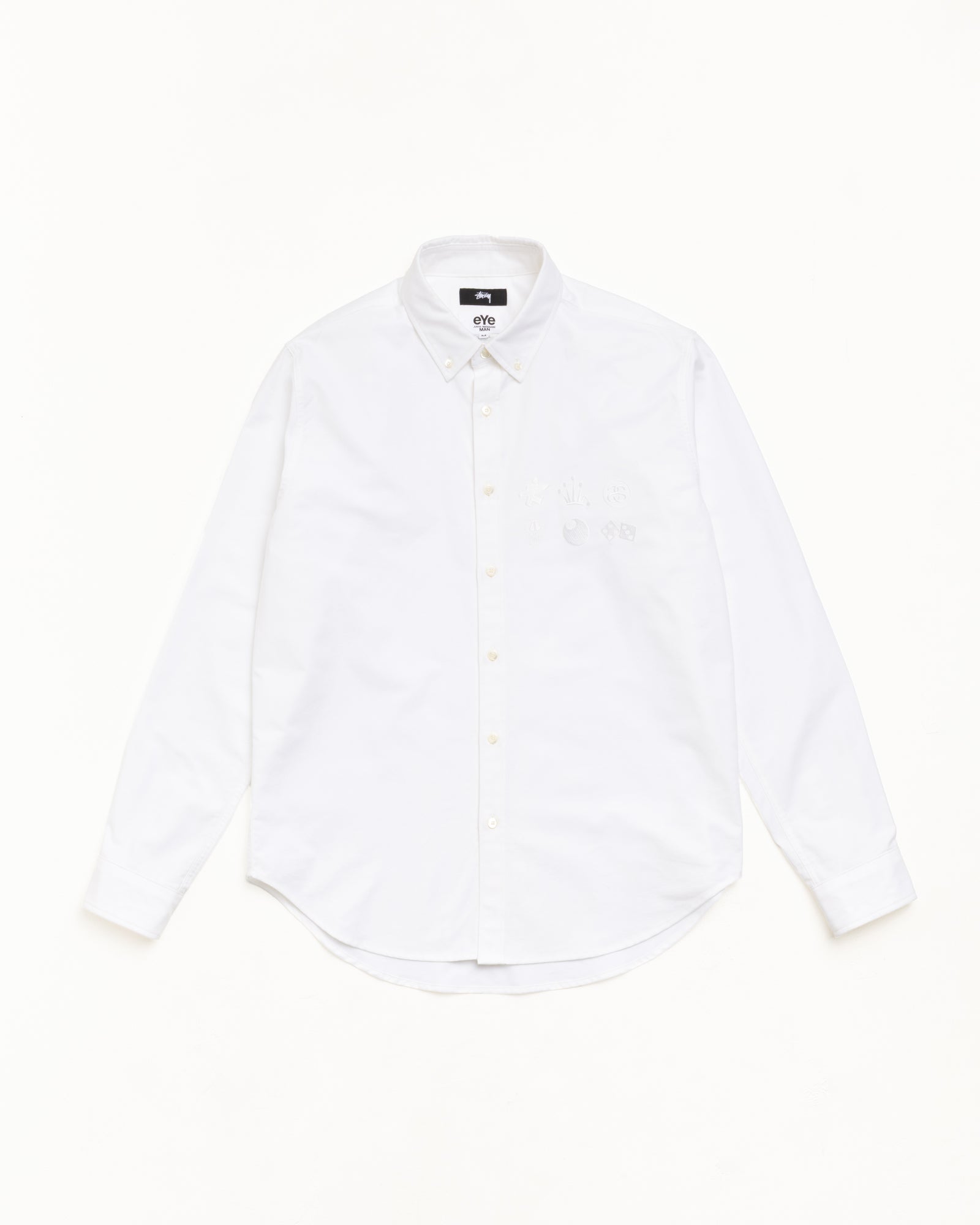 Button Down Shirt Unisex Long Sleeve In White