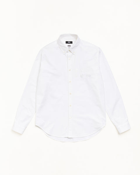 Button Down Shirt Unisex Long Sleeve In White