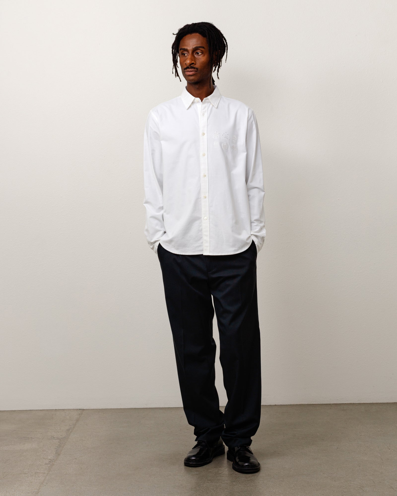 Button Down Shirt Unisex Long Sleeve In White