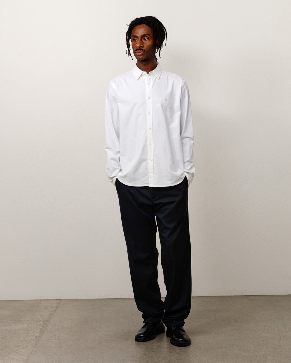 Button Down Shirt Unisex Long Sleeve In White