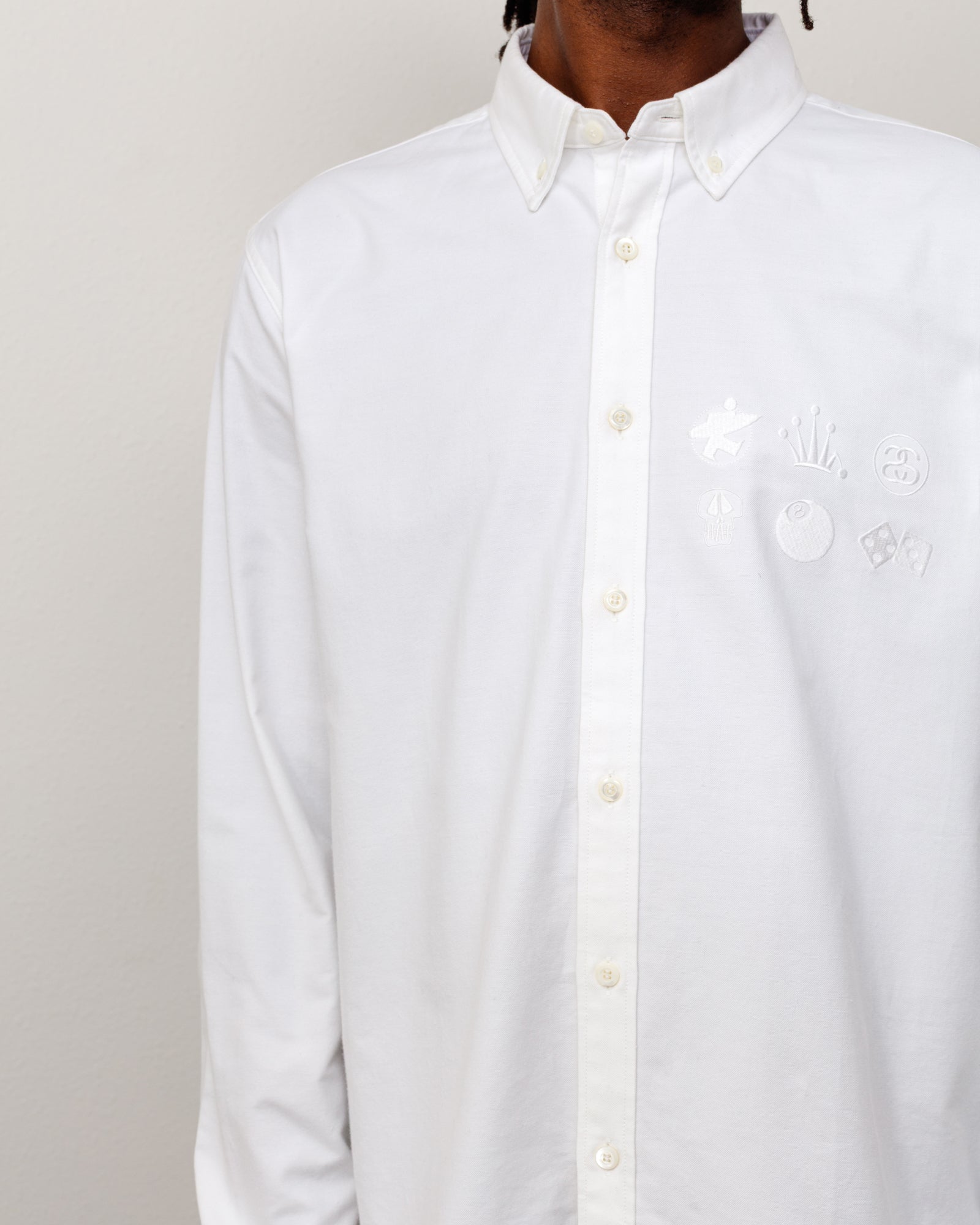 Button Down Shirt Unisex Long Sleeve In White