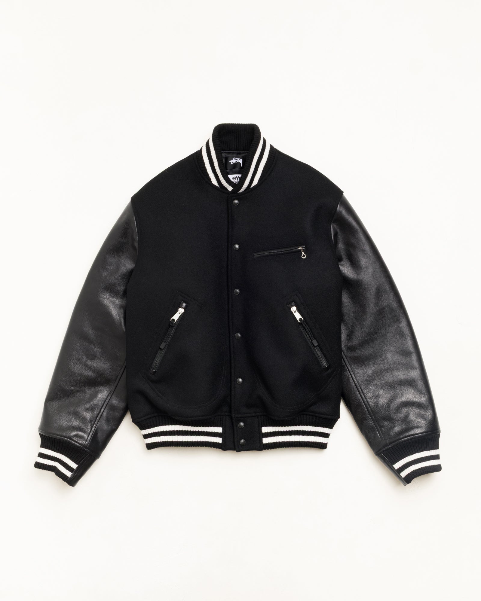 Varisty Jacket Unisex Long Sleeve In Black