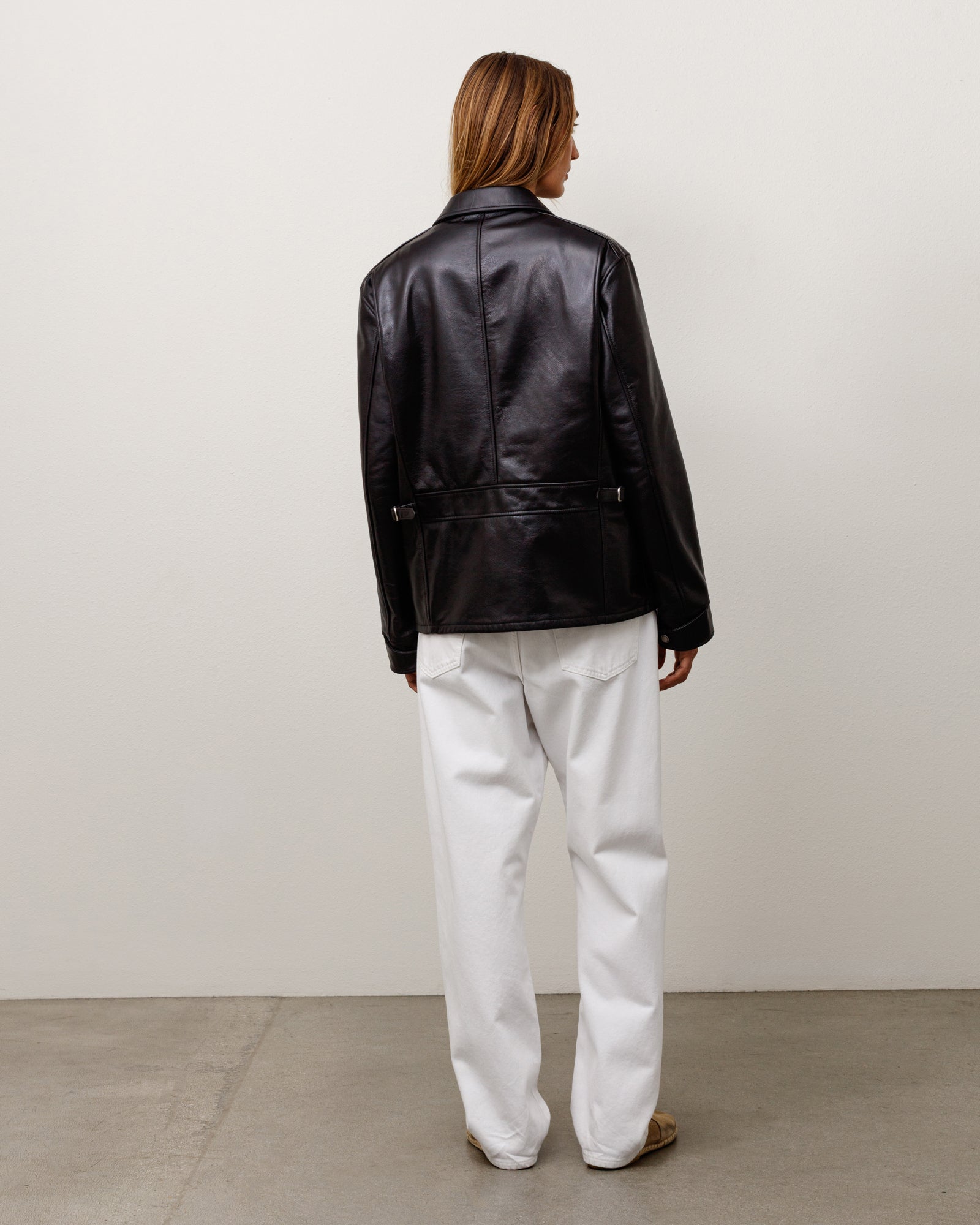 Leather Jacket Unisex Long Sleeve In Black