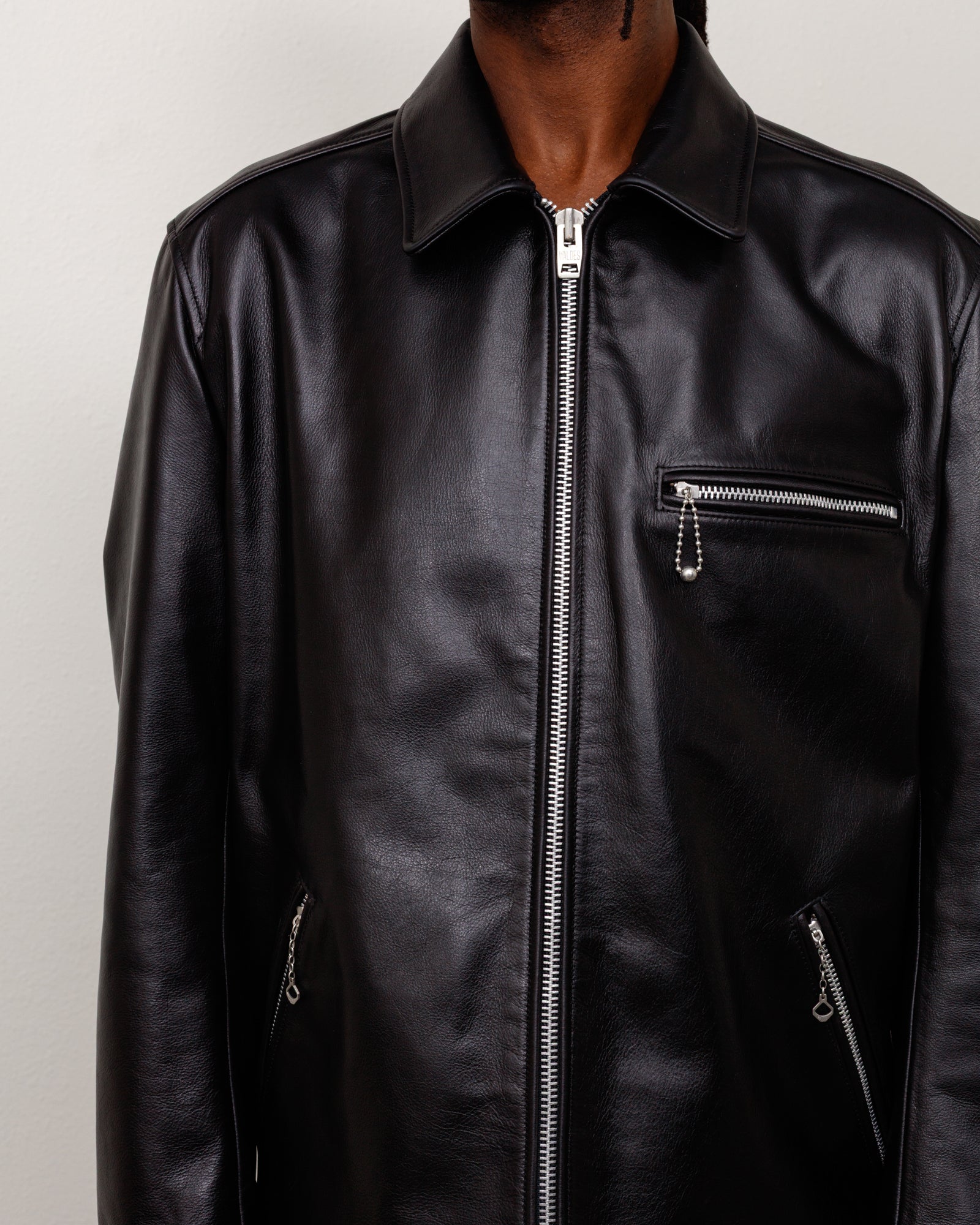 Leather Jacket Unisex Long Sleeve In Black
