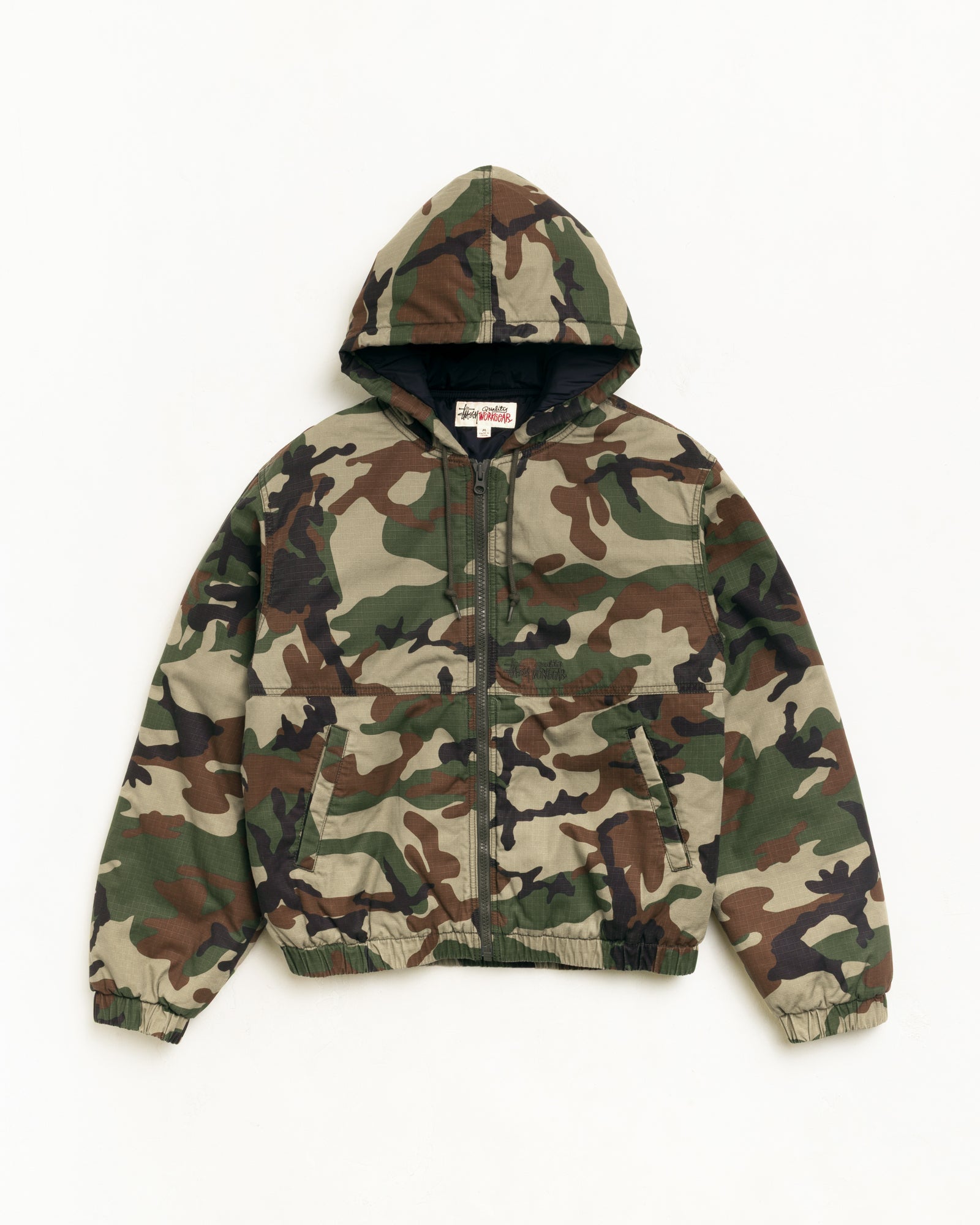 Work Jacket Ripstop Unisex Long Sleeve In Woodland Camo | hero:main:collection:new-arrivals-b,new-arrivals,shirts,tops-shirts,all,tees,outerwear,denim,knits,accessories,sunglasses,hoodies,sweats,mens-hoodies-sweatshirts,shorts,pants,bottoms,crew-sweats,zip-ups,swim,sweatpants,graphics,lazy-tees,swim,basic-9twenty,button-ups,shorts,cargos,denim-jeans,bottoms,bags,belts,wearables,gear,footwear,button-ups,basic-tops,jerseys,big-ol,classics,slim,jackets,all, | product-card-slider