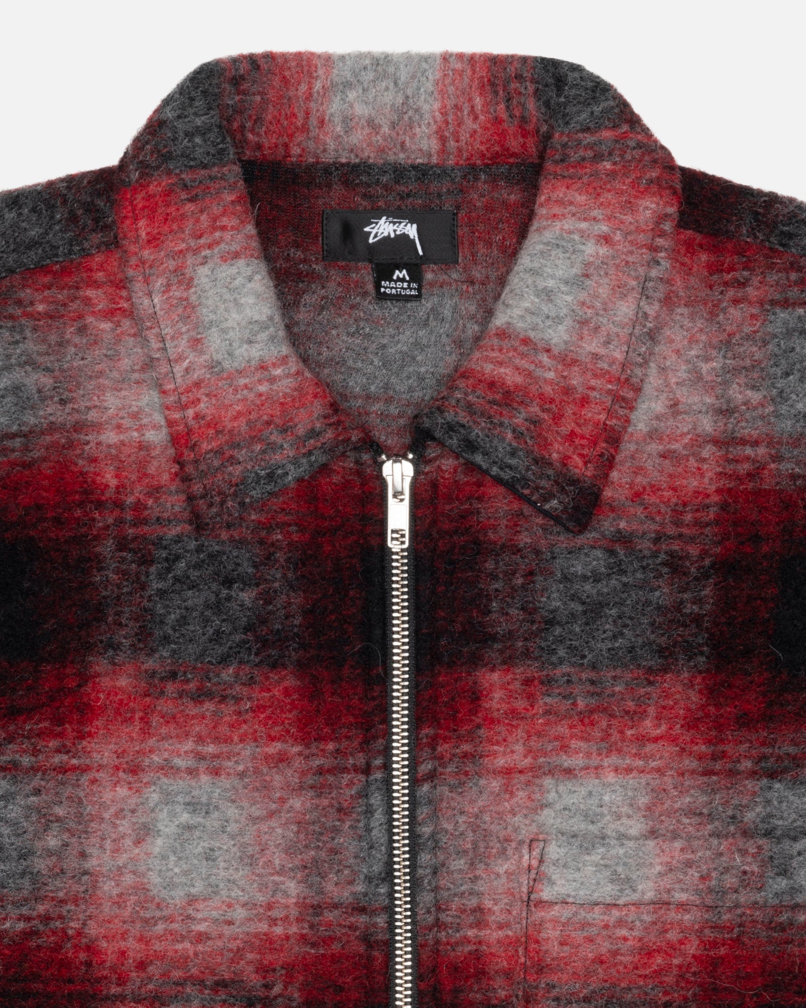 Brushed Wool Plaid Zip Shirt - Unisex Tops & Shirts | Stüssy