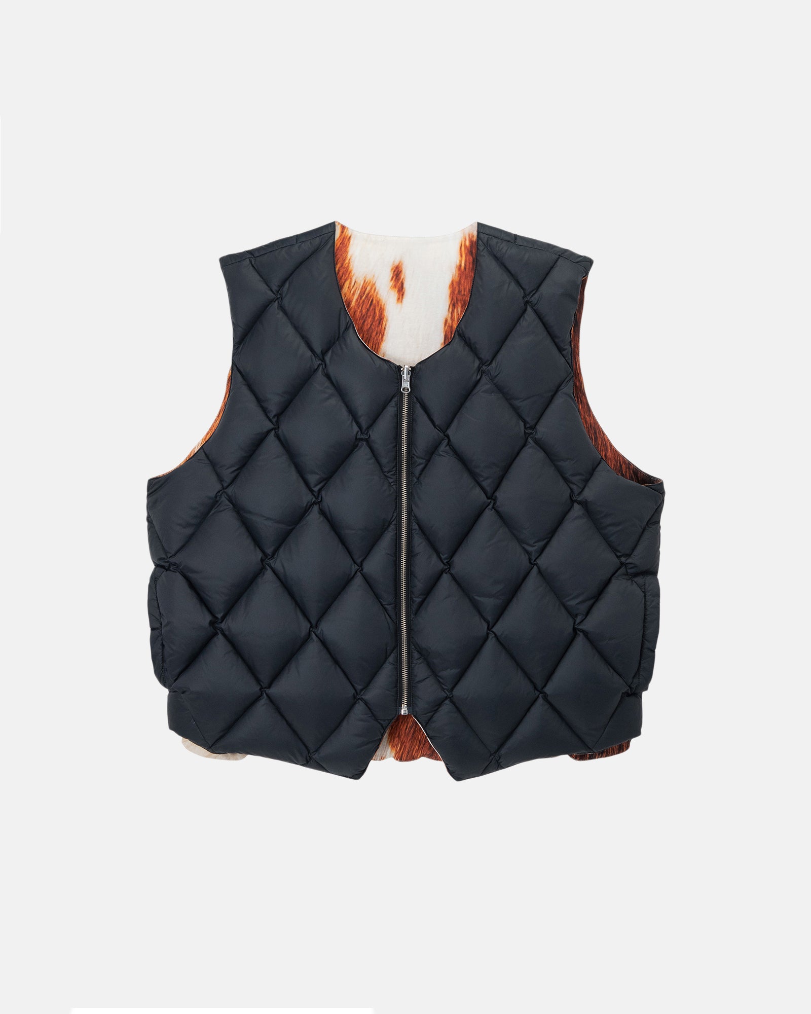 STUSSY QUILTED VEST COWHIDE ダウンベスト M-