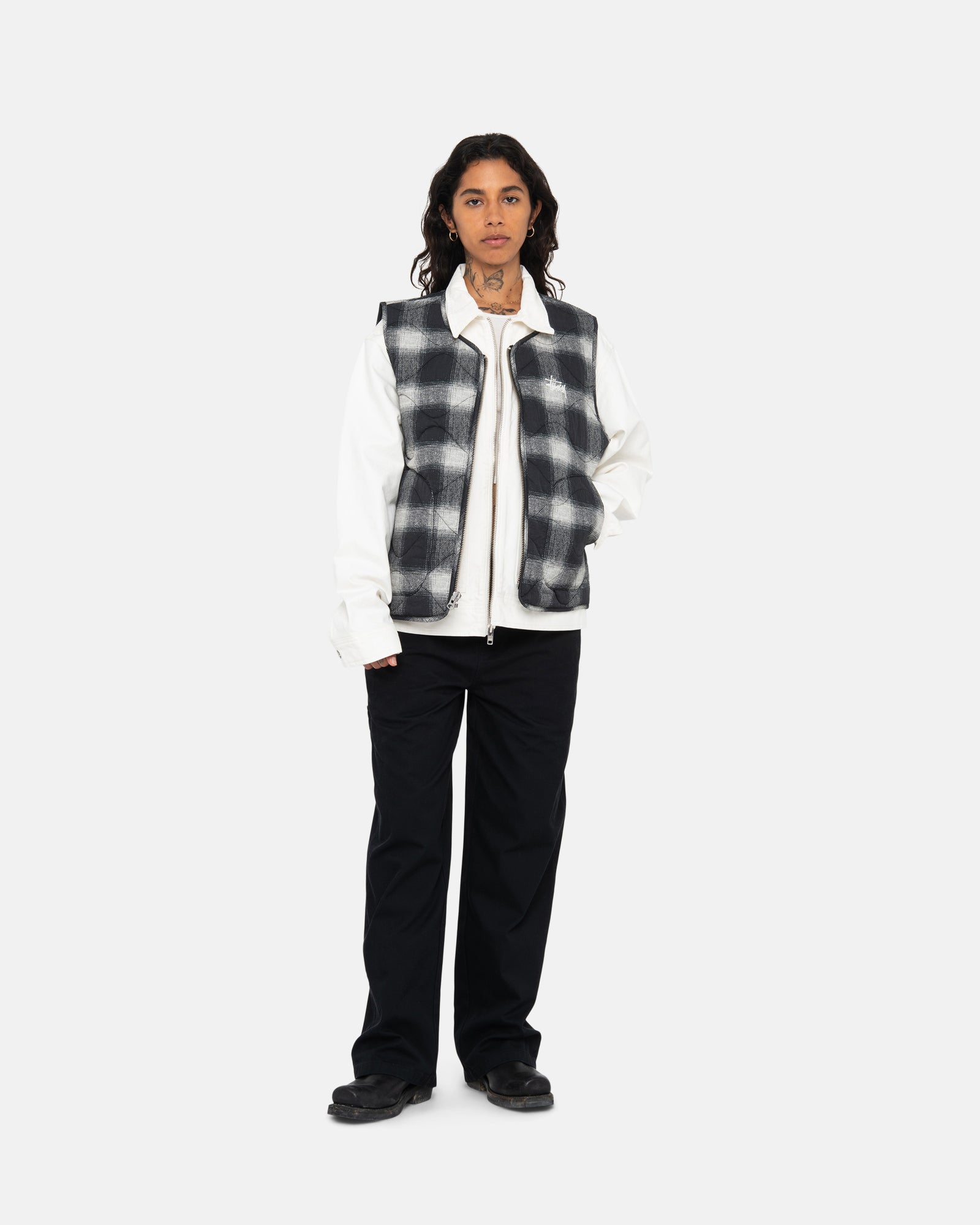 PLAID NYLON LINER VEST