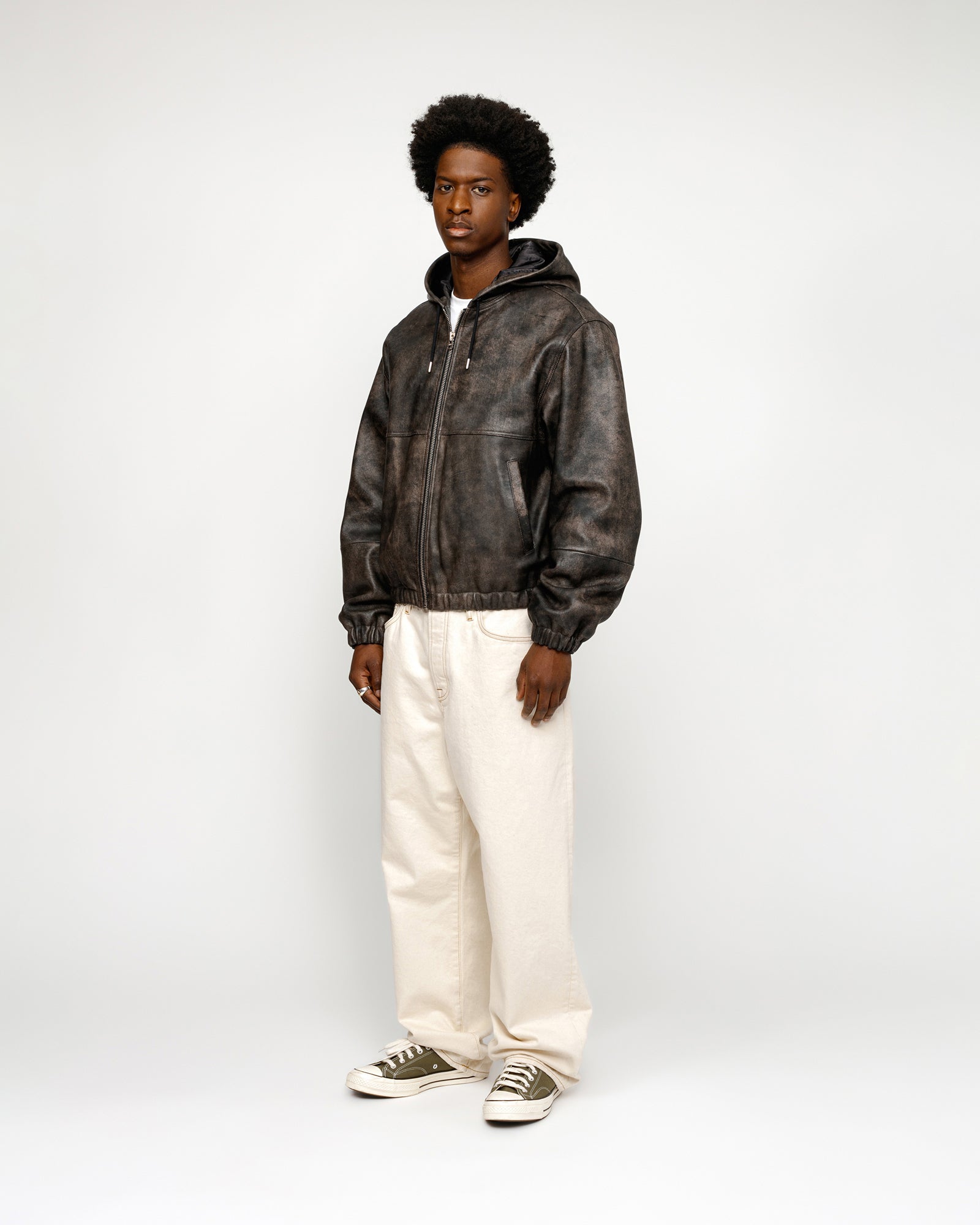 Stussy leather sport online coat