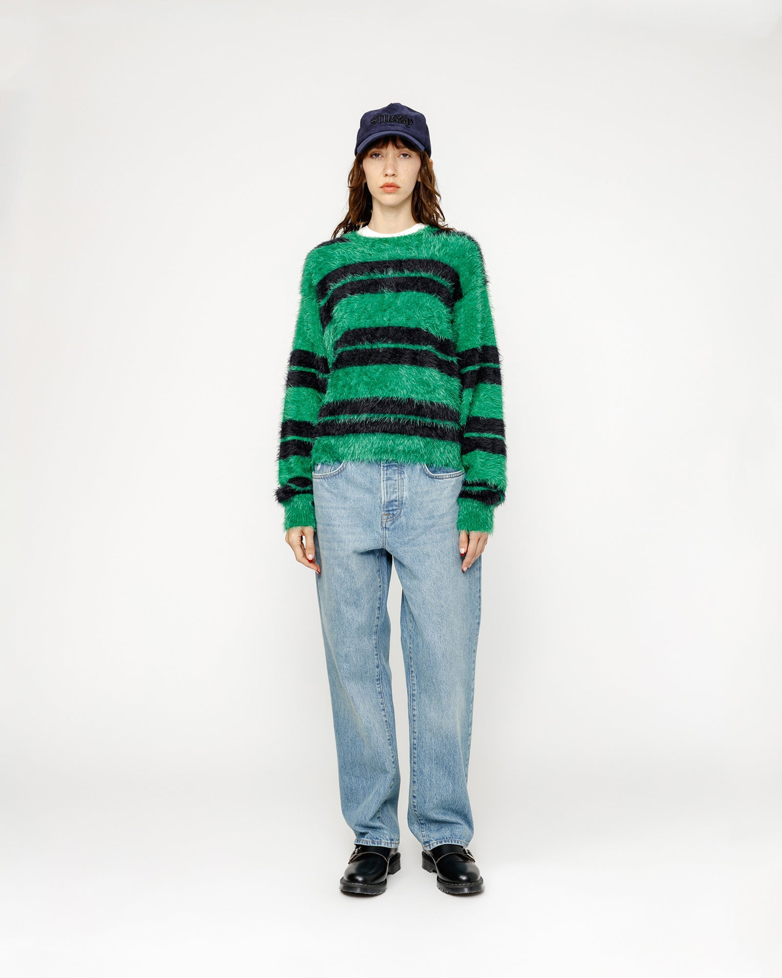 Hairy Stripe Crew Sweater in black/green – Stüssy – Stüssy Europe