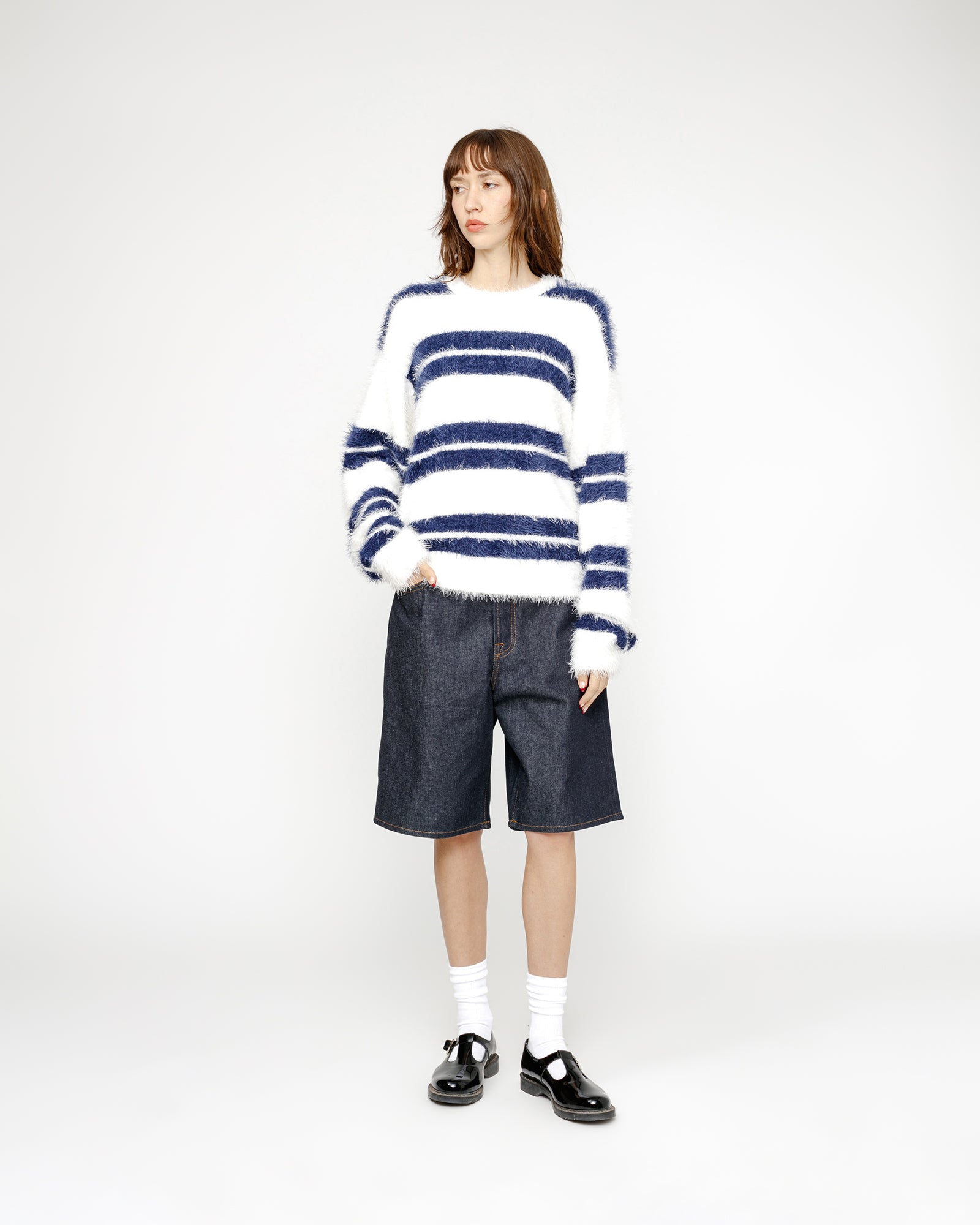 HAIRY STRIPE CREW SWEATER