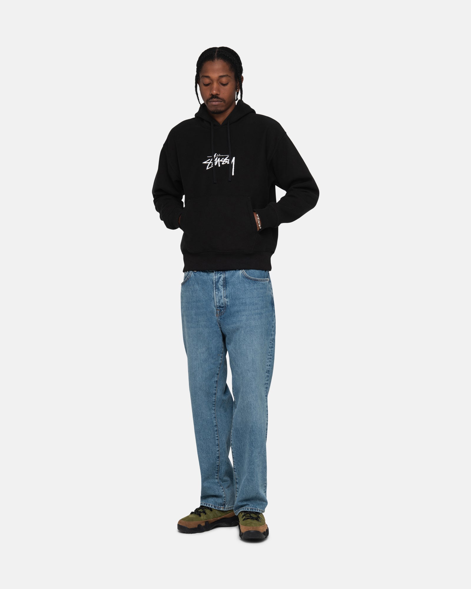 Stussy black online hoodie