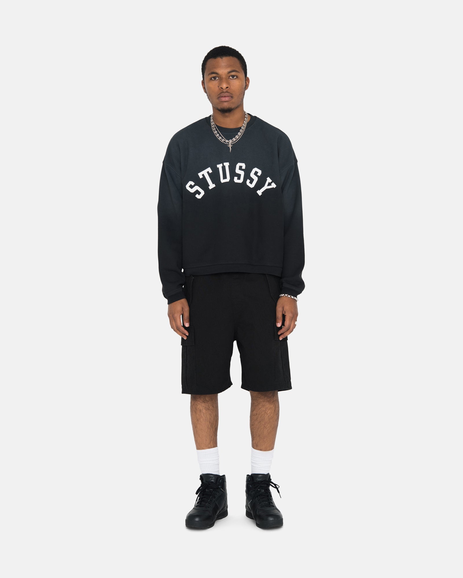 Stussy SUN FADED OVERSIZED CREW Navy XL - スウェット