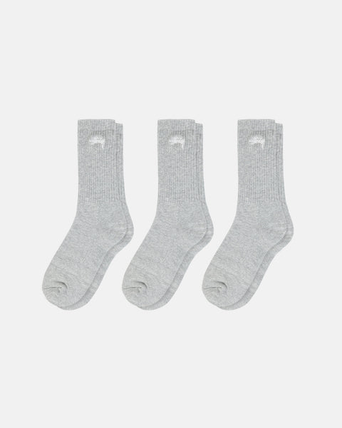 Stüssy Stock Crew Socks Mulitpack Grey Heather Accessories